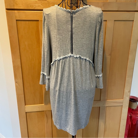 POL grey jersey Dress with white decorative trim and zip back size Small - Picture 7 of 11